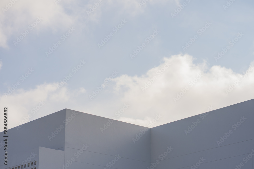 Sticker architecture and landscape concept with white building with clear sky background