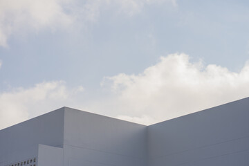 architecture and landscape concept with white building with clear sky background