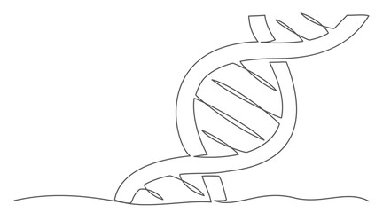 DNA One line drawing on white background