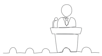 Conference One line drawing on white background
