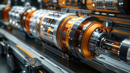 Fototapeta premium Close-up of a high-tech industrial machinery component.