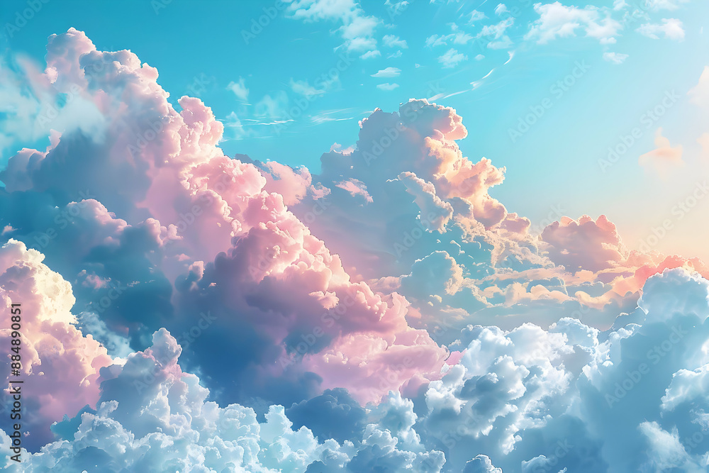 Poster Dreamy Pastel Cloudscape Illustration