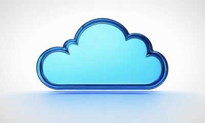 Glass cloud icon on white background