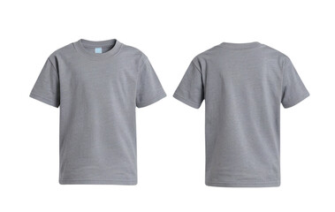 Grey kids t-shirt front and back mock-up isolated on white background with clipping path.