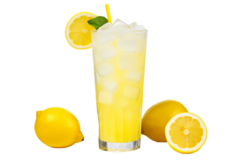Refreshing lemonade PNG image with transparent background, ideal for summer beverage designs, menu illustrations, and digital art projects