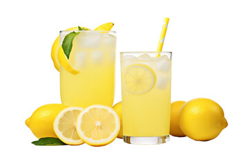 Refreshing lemonade PNG image with transparent background, ideal for summer beverage designs, menu illustrations, and digital art projects