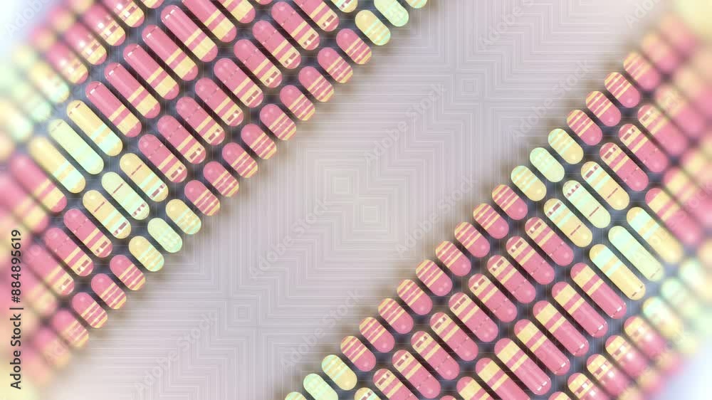 Poster Pattern of a group of cylindrical shapes. 3d rendering loop animation 4K