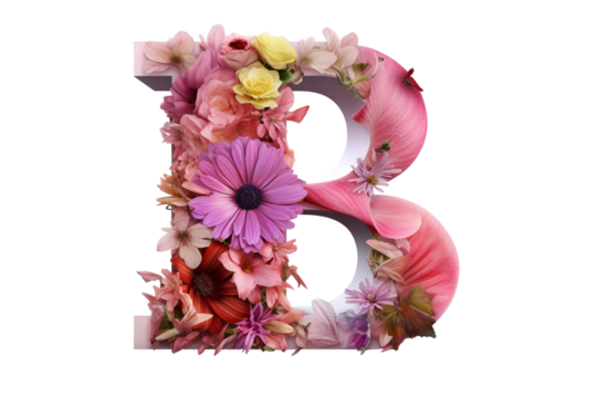 3d letter a with intricate flower elements, floral design in studio lighting, transparent PNG background for creative projects and elegant decor