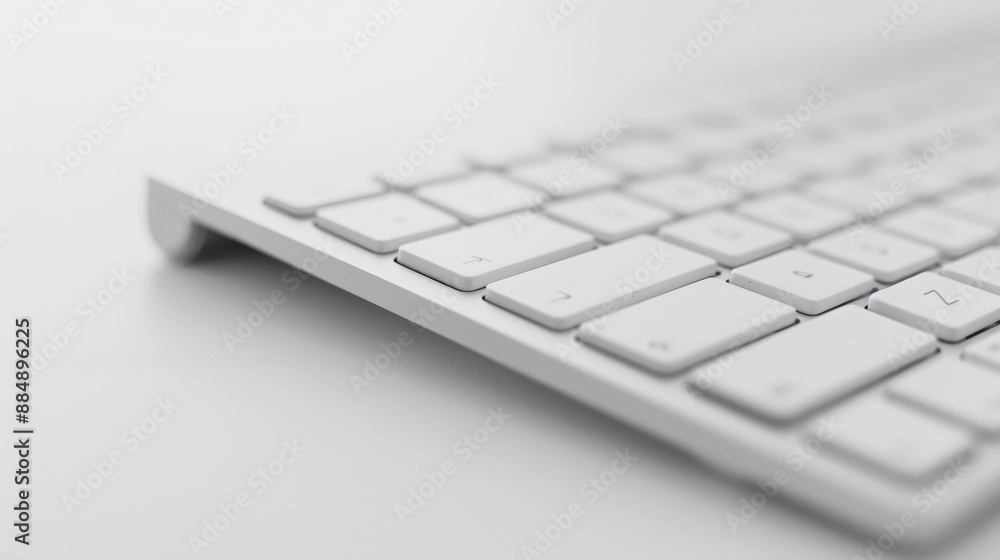 Poster close up of white keyboard with keys in focus