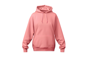 plain pink classic Hoodie , front view mockup ,isolate on transparent background