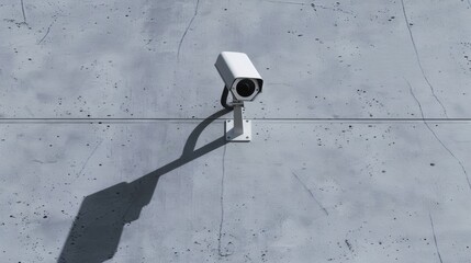 White Security Camera Mounted on Gray Concrete Wall