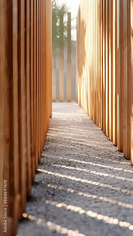 Poster a fence with geometric shapes out creating a playful and modern design.