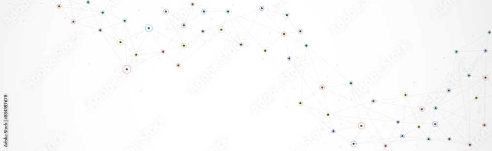 Wall mural geometric connected background. connecting dots and lines. global network connection. banner templat