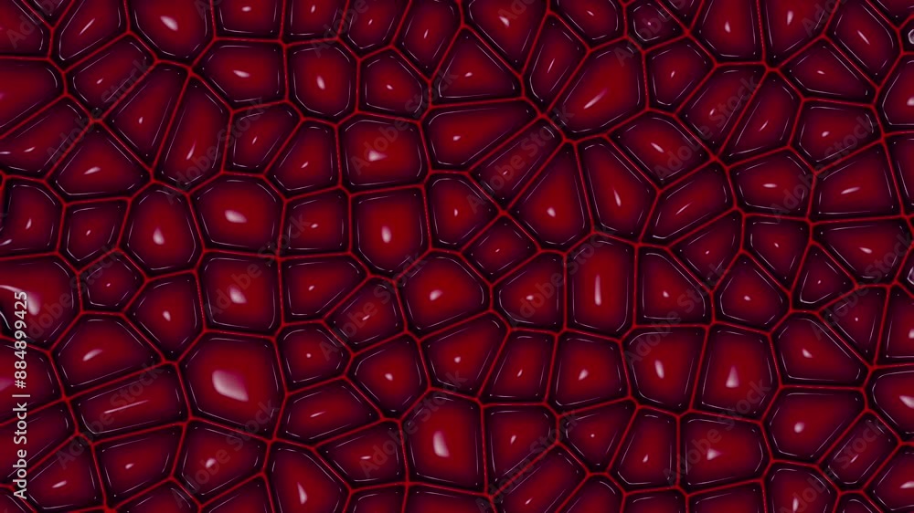 Aufkleber 3d rendering loop animation of red organic cells under a microscope 4K