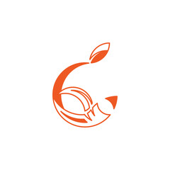 Abstract Logo Combining Shark and Orange Elements