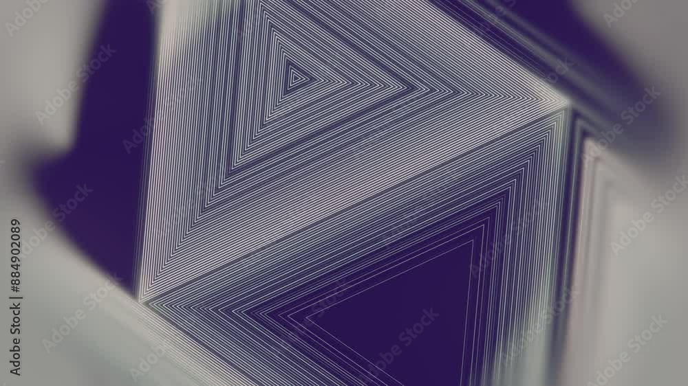 Fototapete Triangular geometric pattern of running light stripes 3d render loop animation