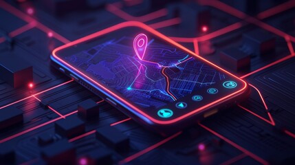 Point on smartphone with GPS navigator icon and map, technology and application mobile smart phone with mobile.