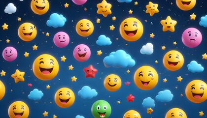 Naklejka premium Colorful 3D emoji happy smile modern icons and symbol social media 11