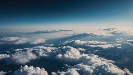 Flying high above the clouds in an aircraft