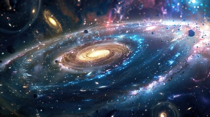 Obraz premium Astrophysics: Focuses on understanding the physics of celestial objects and phenomena, encompassing stars, galaxies, black holes, and the universe. 