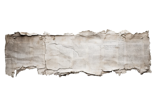Torn newspaper pieces PNG with transparent background for scrapbooking, collage art, and graphic design projects