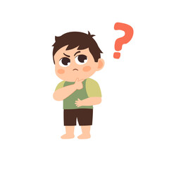 cute little kid thinking illustration 
