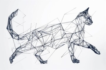 Naklejka premium Feline geometry: an artistic interpretation of a cat in geometric shapes
