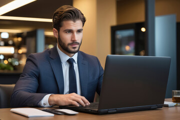 Business people Wearing Telephone Headset Talking To Caller In Customer Services Department