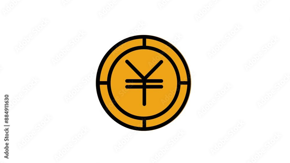 Poster yen coins rotating motion on a white background, suitable for intro animations