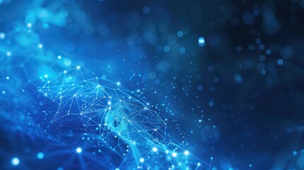 Abstract Digital Network with Glowing Blue Nodes