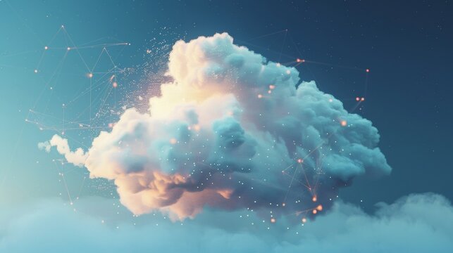 Cloud Computing Network Concept With Abstract Lines and Glowing Lights