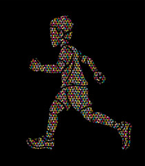 A Boy Running A Child Run Action Cartoon Sport Graphic Vector