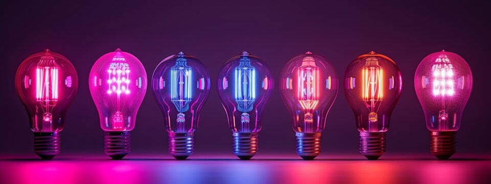 A variety of purple modern LED light bulbs, focusing on energy-efficient lighting options.