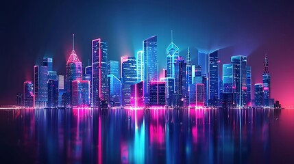 Futuristic Cityscape with Neon Lights
