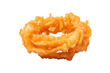 Crispy golden onion ring isolated on transparent PNG background ideal for food photography and menu design