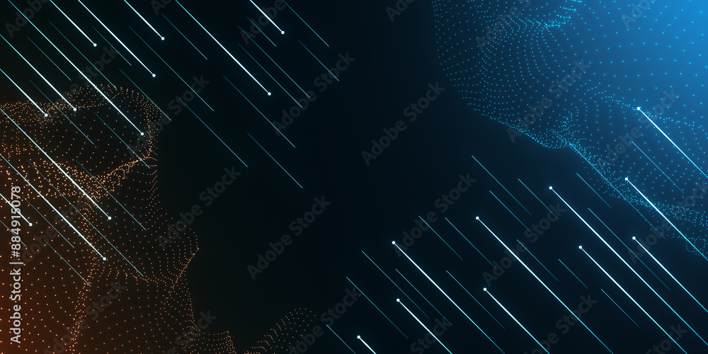 Poster creative digital blue background. technology, innovation and landing page concept. 3d rendering.