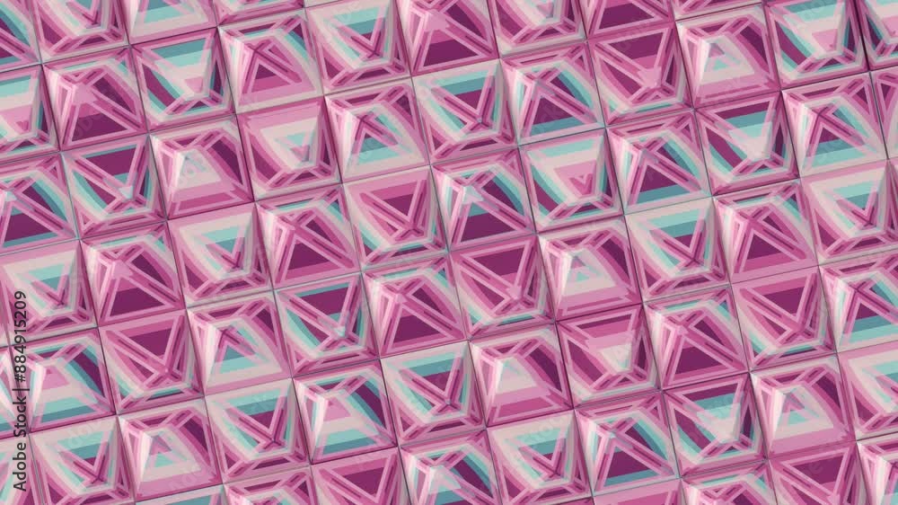 Fototapete 3d rendering loop animation of a tessellated pattern of colored rectangles