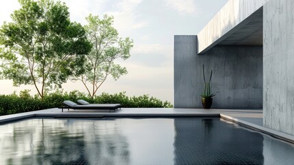 Modern Minimalist Swimming Pool with Concrete Architecture