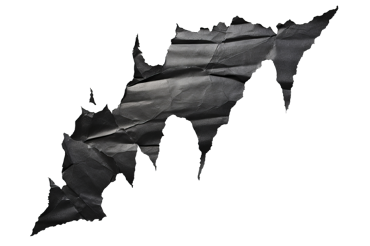 Pieces of torn black paper in animal claw shape PNG with white transparent background for creative design projects and unique art concepts