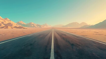 Empty Road Leading to Mountainous Horizon