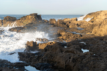 Ocean Surf, Sea Waves in Essaouira, Morocco Coast, Surf Motion with Foam and Spray