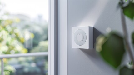 White Smart Home Device Mounted on Wall Near Window
