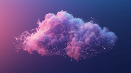 Pink and Blue Cloud With Geometric Network Pattern in a Dark Sky