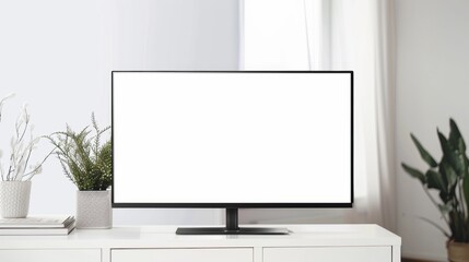 Modern Television On White Dresser