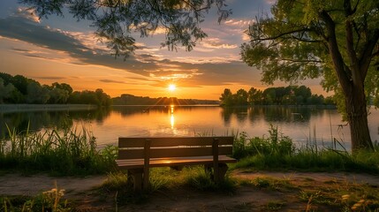 Golden Sunset by the Lake