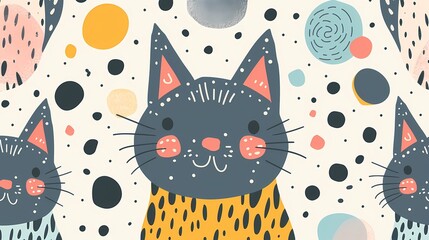 Creative combination of colorful abstract patterns and cartoon elements