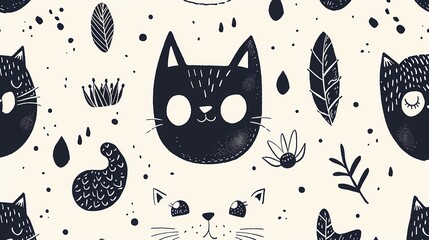 Creative combination of colorful abstract patterns and cartoon elements