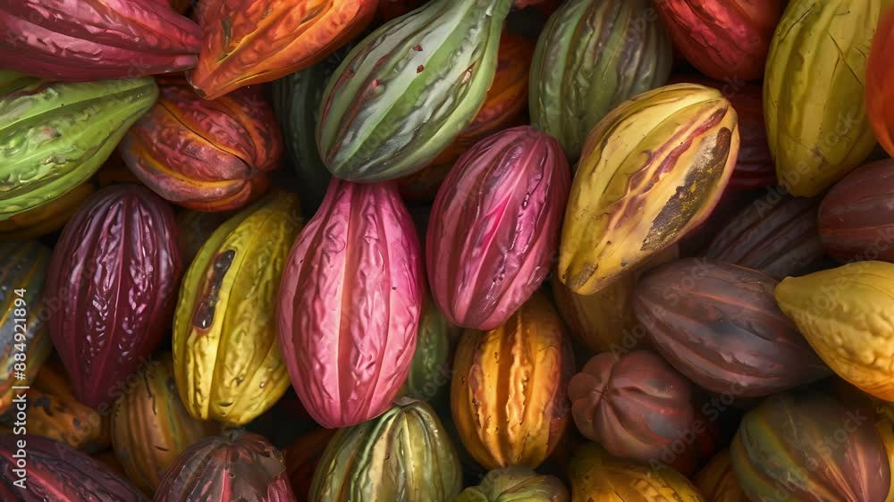 Poster an upclose view of cacao beans reveals surprising asymmetry and imperfections adding to their charm 