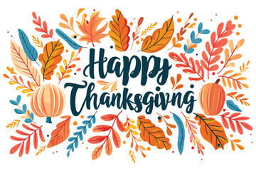 Beautiful happy thanksgiving day background and typography, Autumn happy thanksgiving day background with stylish typography, Elegant happy thanksgiving day background with typography design, Vector i