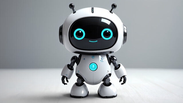 cute white android robot